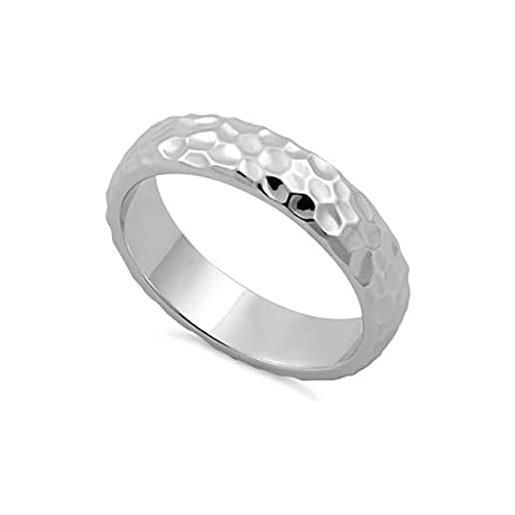 Shine Jewel anelli a fascia per pollice art déco antichi martellati in argento sterling 925 placcato platino (11)