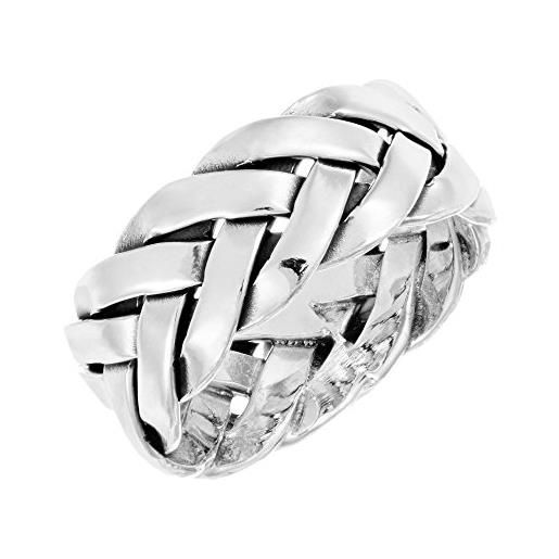 Silverly anello uomo donna in argento sterling. 925 a fascia 7,7 mm doppio intreccio