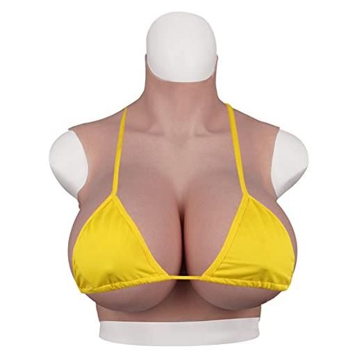 Yuewen realistico silicone b-z cup forme del seno con seno finto artificiale iniettato di sangue per crossdresser (c, beige)