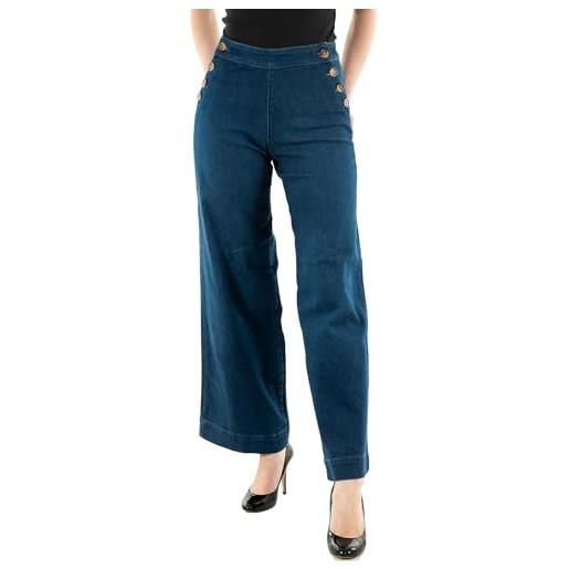 Only onlmadison hw button wide dnm gen - jeans da donna, blu, 28w x 32l