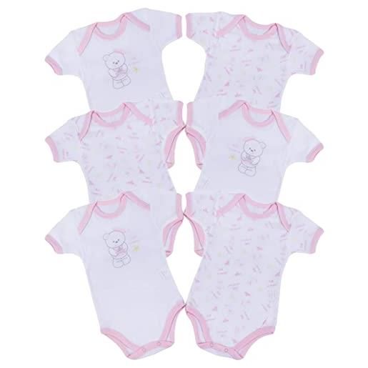 SalGiu body (6 pezzi) neonato manica corta 100% cotone estivo (6 mesi, rosa)