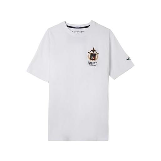 Aeronautica Militare t-shirt uomo ts2220 tshirt pilota frecce tricolori ricamata (it, testo, xxl, regular, regular, bianco latte)