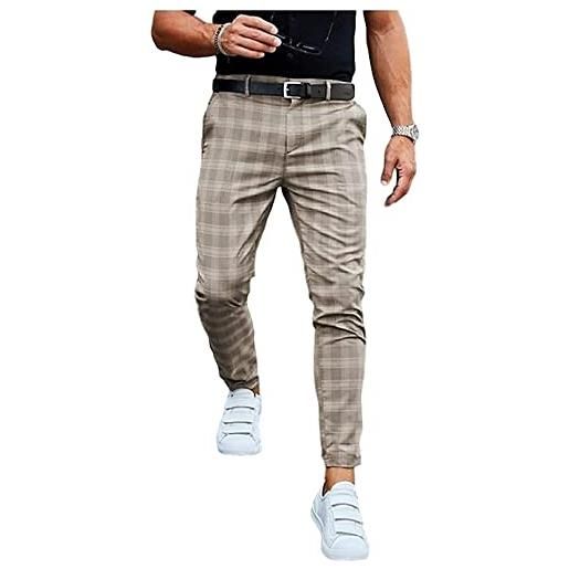 CRRTYL pantaloni da jogging da uomo alla moda a quadretti pantaloni in tessuto a quadretti pantaloni lunghi elasticizzati vestibilità regolare pantaloni da uomo a quadretti pantaloni da uomo per il tempo