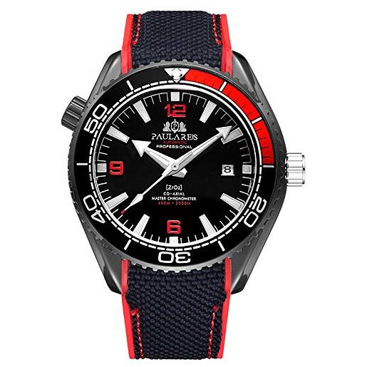 24 JOYAS orologio automatico moderno con meccanismo a vista e cinturino in gomma, ultra comodo, da uomo rosso
