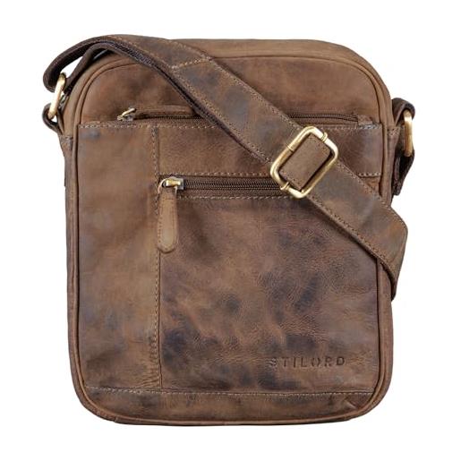 STILORD 'diego' borsa uomo a tracolla piccola in pelle borsello in cuoio vintage messenger bag sottile borsa per tablet, colore: calais - marrone