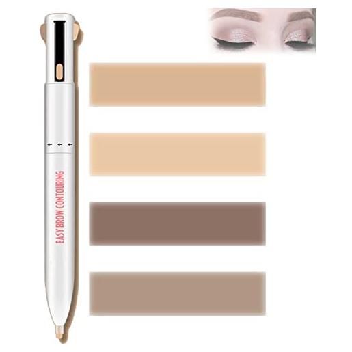 Yimengxing 4 in 1 brow contour highlight pen, 4 in 1 brow contour pro eyebrow contour pen, long lasting rotate defining highlighting brow pencil, aterproof sweatproof makeup cosmetic tool (1# blonde)