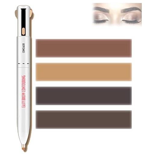 Yimengxing 4 in 1 brow contour highlight pen, 4 in 1 brow contour pro eyebrow contour pen, long lasting rotate defining highlighting brow pencil, aterproof sweatproof makeup cosmetic tool (3# black brown)