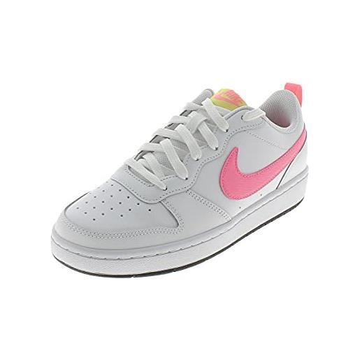 Nike court borough low 2 (gs), scarpe da ginnastica bambini e ragazzi, bianco (bianco/tramonto pulsato-lt zitron-nero), 37.5 eu