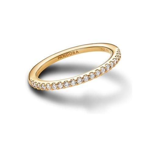 PANDORA timeless anello placcato in oro 14k con zirconia cubica trasparente, 60