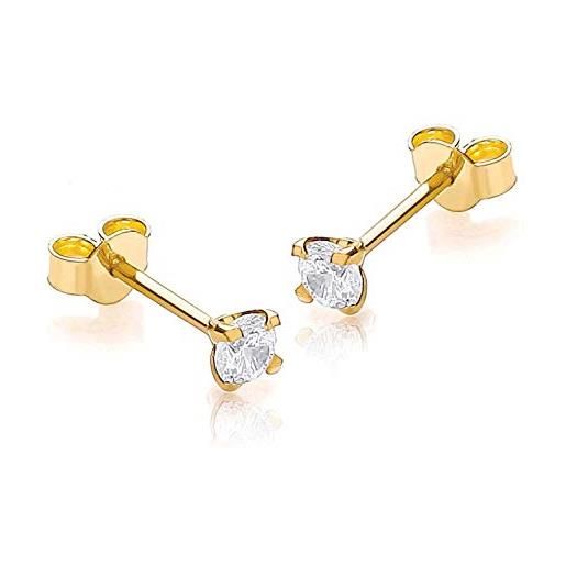 Carissima gold orecchini a lobo da donna in oro giallo 9k (375) con zirconia cubica