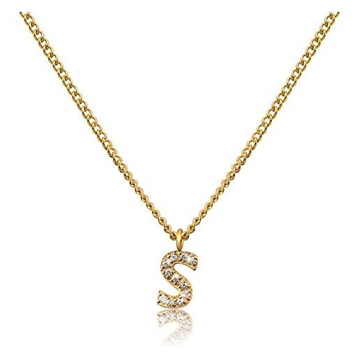 GD GOOD.designs EST. 2015 catena di lettere d'oro da donna i collana placcata in oro 18 carati con iniziali in zirconi i catena di lettere d'oro in acciaio inossidabile (s)
