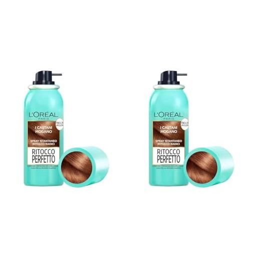 L'Oréal Paris spray ritocco perfetto, spray istantaneo per radici e capelli bianchi, durata fino a 1 shampoo, colore: castano mogano, 75 ml (confezione da 2)