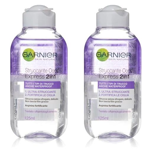 Garnier struccante occhi express 2in1 per tutti i tipi di trucco anche waterproof, 125 ml (confezione da 2)