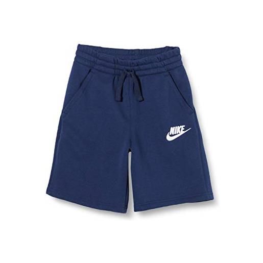 Nike sportswear club fleece, shorts unisex bambini, midnight navy/midnight navy/white, l