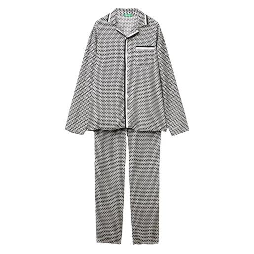 United Colors of Benetton pig(camicia+pant) 41hh4p007 set di pigiama, nero 61p, xl uomo