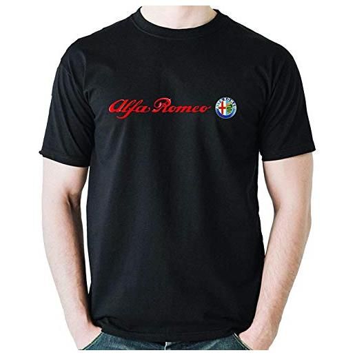 xiaolong maglietta da uomo alla moda in cotone, per sport e corsa, per alfa romeo, da uomo, casual, colore nero 011 nero m