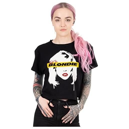 Blondie t-shirt da donna croundped t-shirt da donna aka band black crop top m