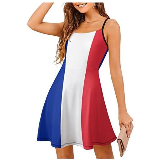 Generic bandiera francese donna senza maniche abiti estivi spaghetti strap vestito halter mini abito da spiaggia