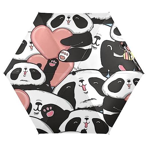 KAAVIYO regalo d'amore panda carino ombrello pieghevole portatile protezione uv piccolo leggero ombrelli per viaggi spiaggia donne bambini ragazze