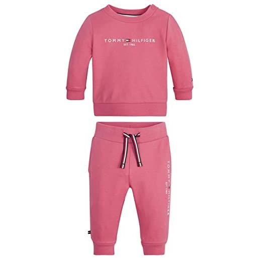 Tommy Hilfiger baby essential crewneck set kn0kn01357 bambino a 2 pezzi, rosa (empire pink), 0 mesi unisex-bimbi