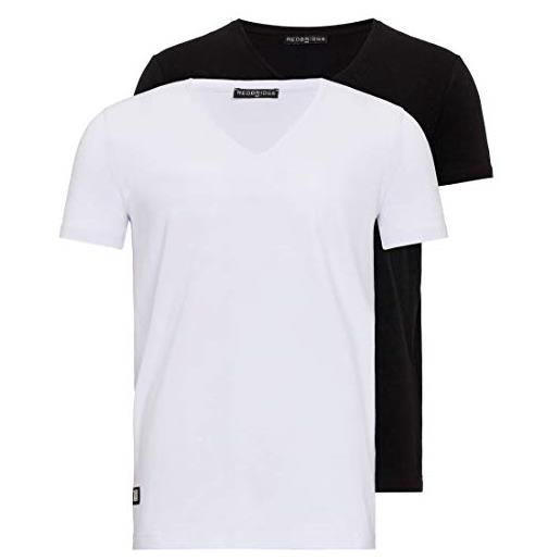 Redbridge t-shirt uomo stile basic scollo a v cotone manica corta confezione da 2: 1x nero 1x bianco m