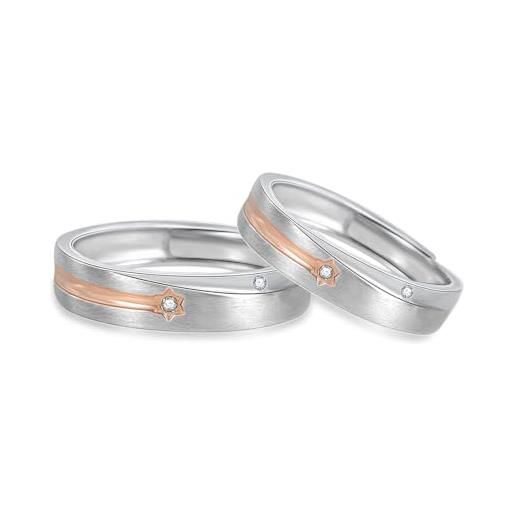 Vxddy coppia anelli fede nuziale meteor shower glassato fedine argento sterling promessa anello per lui e lei fidanzamento nozze regalo