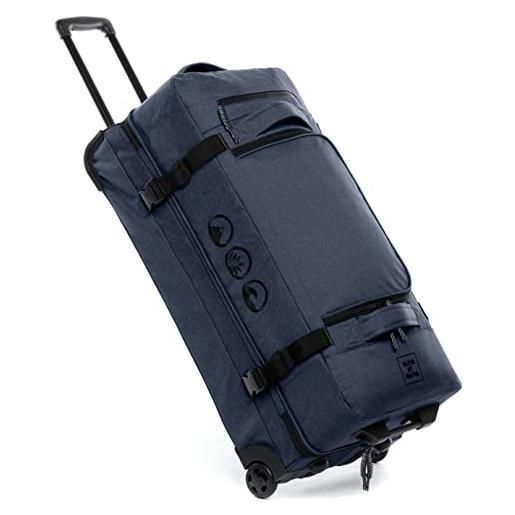 SONS OF ALOHA borsa da viaggio xl con due ruote kane rolling suitcase 80 cm valigia sportiva trolley da viaggio 120l, blu