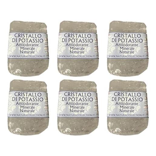 NATURA COLLECTION 6 pezzi allume di potassio pietra naturale antiodorante allume di rocca 165g. X 6 = 1 kg cristallo di potassio pietra allume di rocca deodorante
