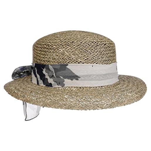 LIERYS cappello seagrass con fascia tessuto donna - made in italy da sole estivo cappelli spiaggia primavera/estate - taglia unica natura