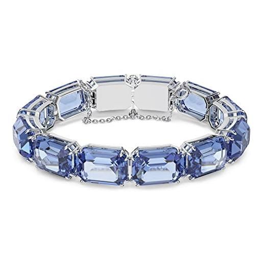 Swarovski millenia braccialetto, placcato in tonalità rodio con cristalli azzurri a taglio ottagonale, collezione iii, azzurro