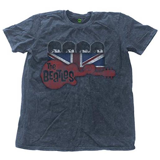 Rockoff Trade rockoff the beatles guitar & flag snow wash t-shirt, blu (denim denim), xxl uomo