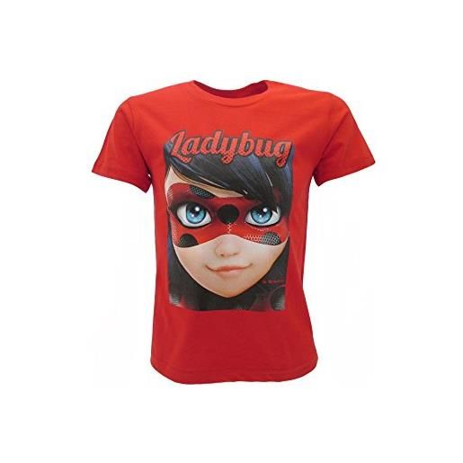 Miraculous t-shirt originale ladybug volto occhi rosso ufficiale bambina maglia maglietta (5-6 anni)