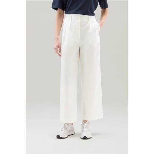 Woolrich donna pantaloni in popeline di puro cotone bianco taglia xs
