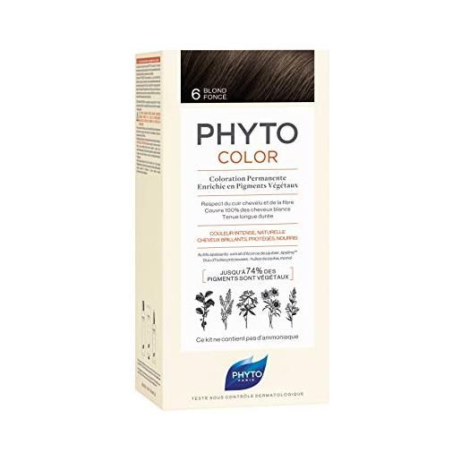 Phyto Phytocolor 6 biondo scuro colorazione permanente senza ammoniaca, 100 % copertura capelli bianchi