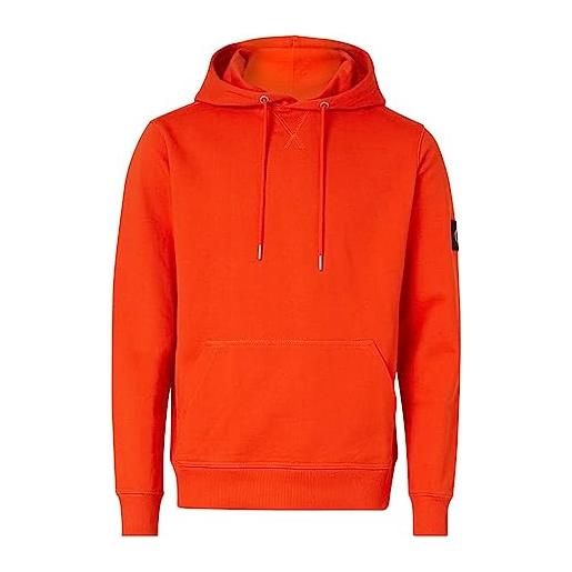 Calvin Klein Jeans monologo sleeve badge hoodie j30j314036 felpe con cappuccio, arancione (coral orange), xl uomo