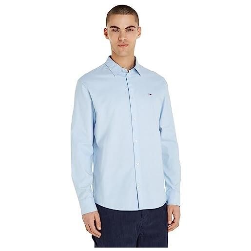 Tommy Jeans camicia uomo classic oxford shirt maniche lunghe, blu (twilight navy), m