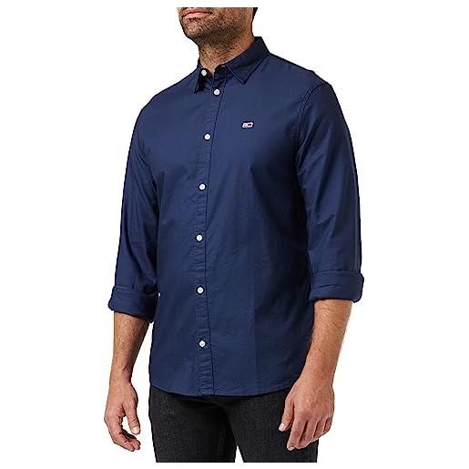 Tommy Jeans camicia uomo classic oxford shirt maniche lunghe, blu (chambray blue), xxl