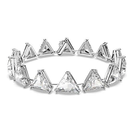Swarovski ortyx braccialetto, placcato in tonalità rodio con cristalli bianchi a taglio triangolare, collezione ii, bianco
