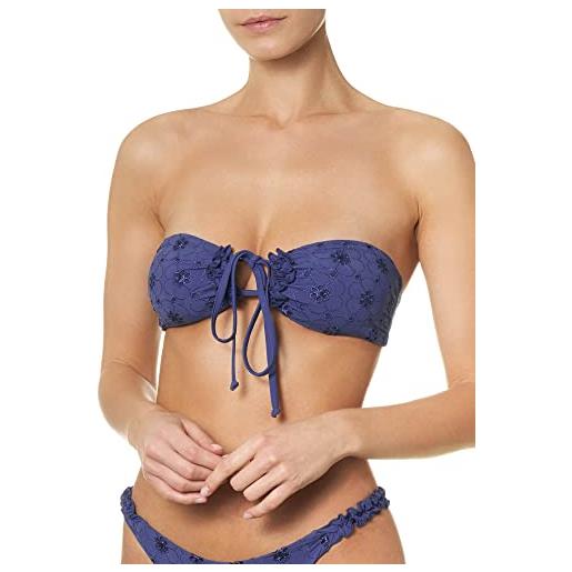 Goldenpoint bikini donna costume reggiseno fascia con ruche sangallo, colore blu, taglia 1