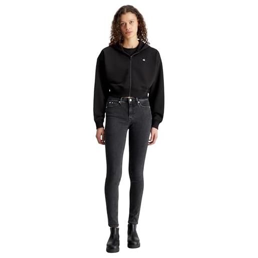 Calvin Klein Jeans donna ck embro badge zip-through j20j222885, black (ck black), s