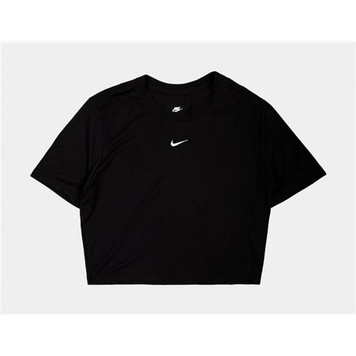 Nike w nsw tee essntl slim crp lbr black t-shirt m/m nero donna