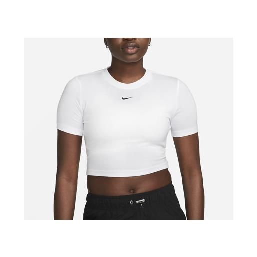 Nike w nsw tee essntl slim crp lbr white t-shirt m/m bianco donna