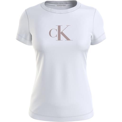 Calvin Klein Jeans satin ck slim tee t-shirt m/m bianca logo rosa donna