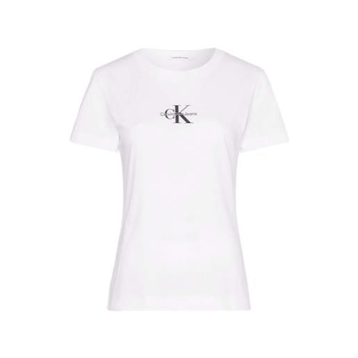 Calvin Klein Jeans monologo slim tee t-shirt m/m bianca logo centrale piccolo donna