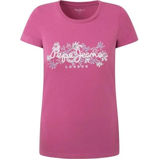 Pepe Jeans korina english rose pink t-shirt m/m malva stampa floreale donna