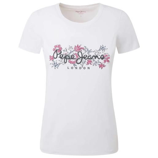 Pepe Jeans korina white t-shirt m/m bianca stampa floreale donna