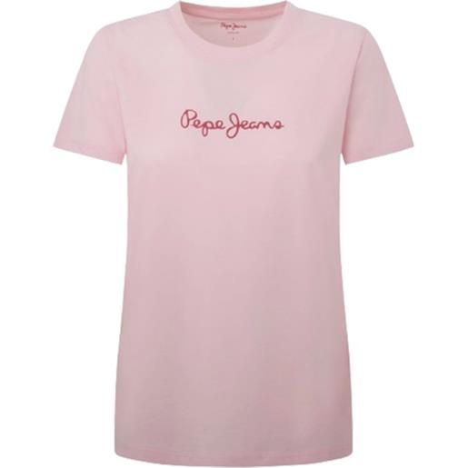 Pepe Jeans lorette pink t-shirt m/m rosa portalogo donna