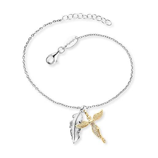 Engelsrufer - braccialetto non è un tipo di metallo non è un gioiello donna, argento, größe: 17 cm - erb-feder-angel-big