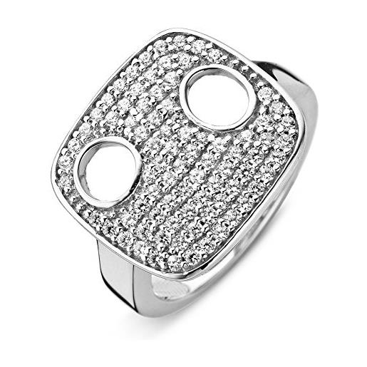 Orphelia anello per donna in argento 925 rodiato con zirconi bianchi taglio rotondo zr-3829, argento, 16, cod. Zr-3829/56
