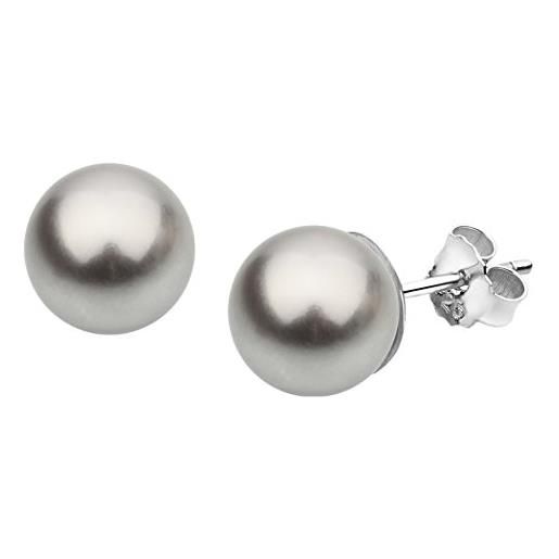 Nenalina, orecchini di perle da donna, orecchini, perla 8 mm, grigio, argento sterling 925, 842401-193